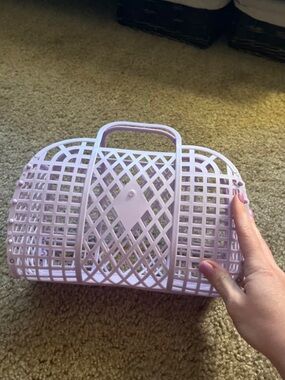 Lilac Lattice Plastic Handbag - Lightweight Women’s Carryall